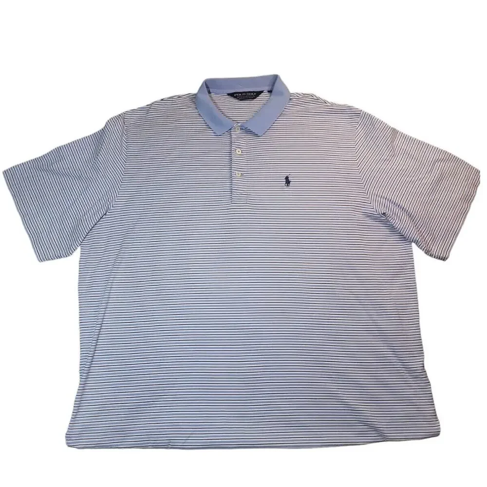 Polo Ralph Lauren Polo Shirt Mens XL Blue Striped Pima Golf Pony Preppy Y2K 90s